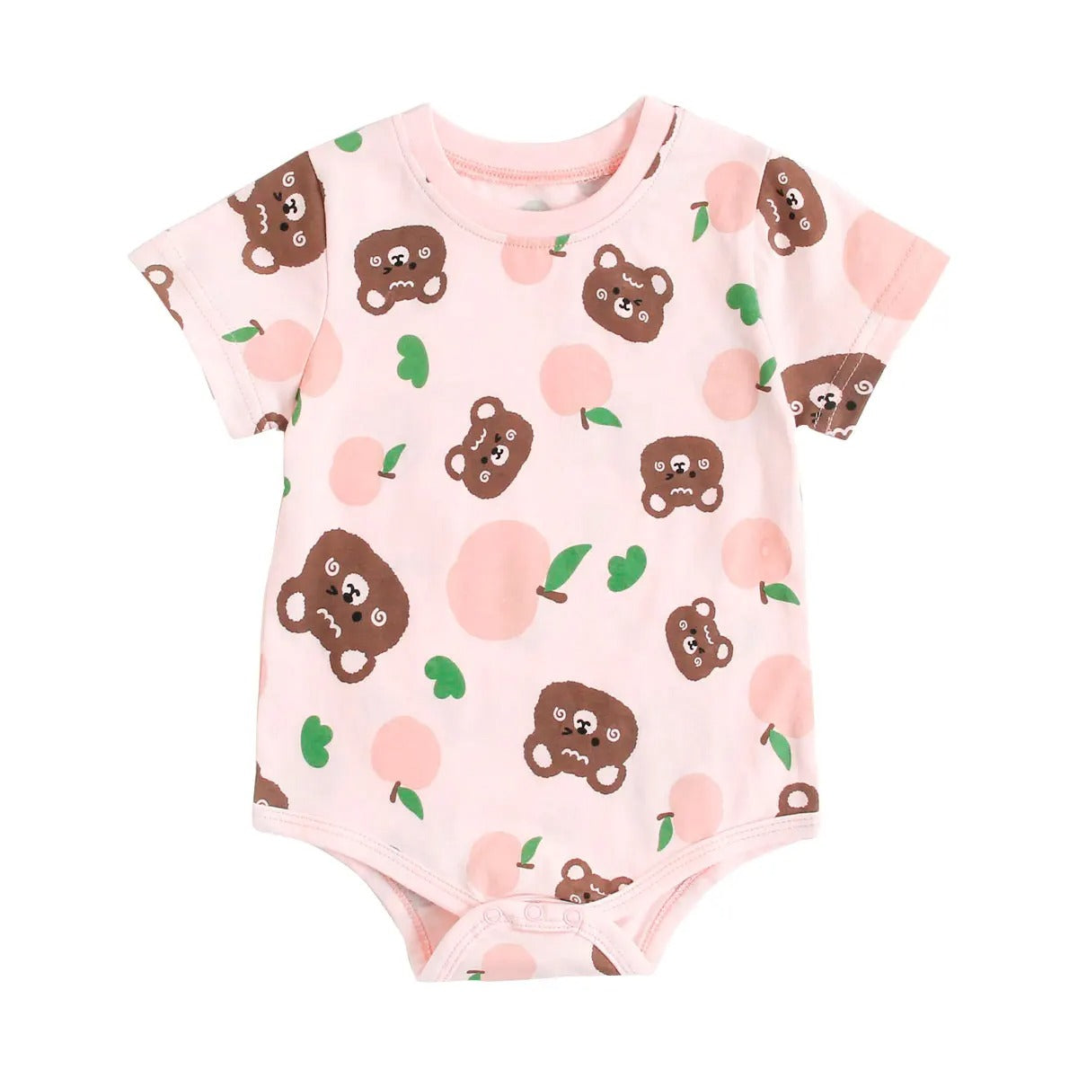 Body bébé manches courtes coton imprimé ours & pomme