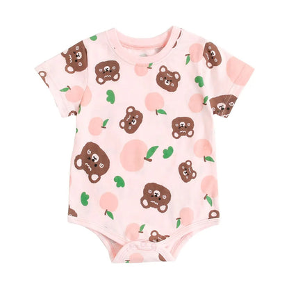 Body bébé manches courtes coton imprimé ours & pomme