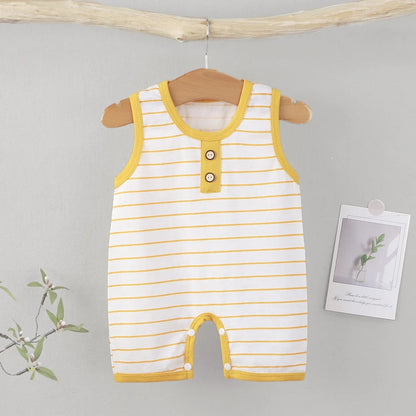 Barboteuse bébé sans manches coton marinière rayée