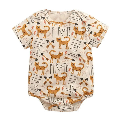 Body bébé manches courtes coton imprimé léopard pirate