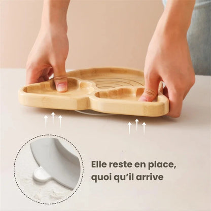 Assiette bambou avec ventouse - arc-en-ciel