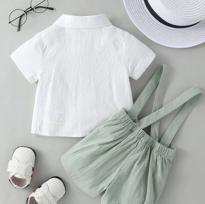Ensemble bébé chemise + short coton chic nœud papillon