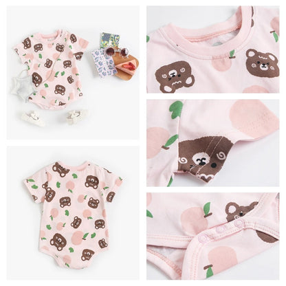 Body bébé manches courtes coton imprimé ours & pomme