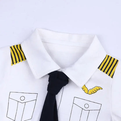 Barboteuse bébé manches courtes coton style costume pilote