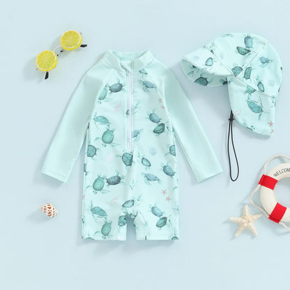 Maillot de bain anti-UV avec chapeau - Motif animaux