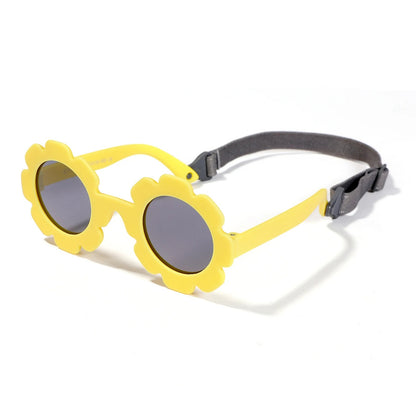 Lunettes de soleil bébé fleur - Polarisées, souples & avec sangle (0-3 ans)