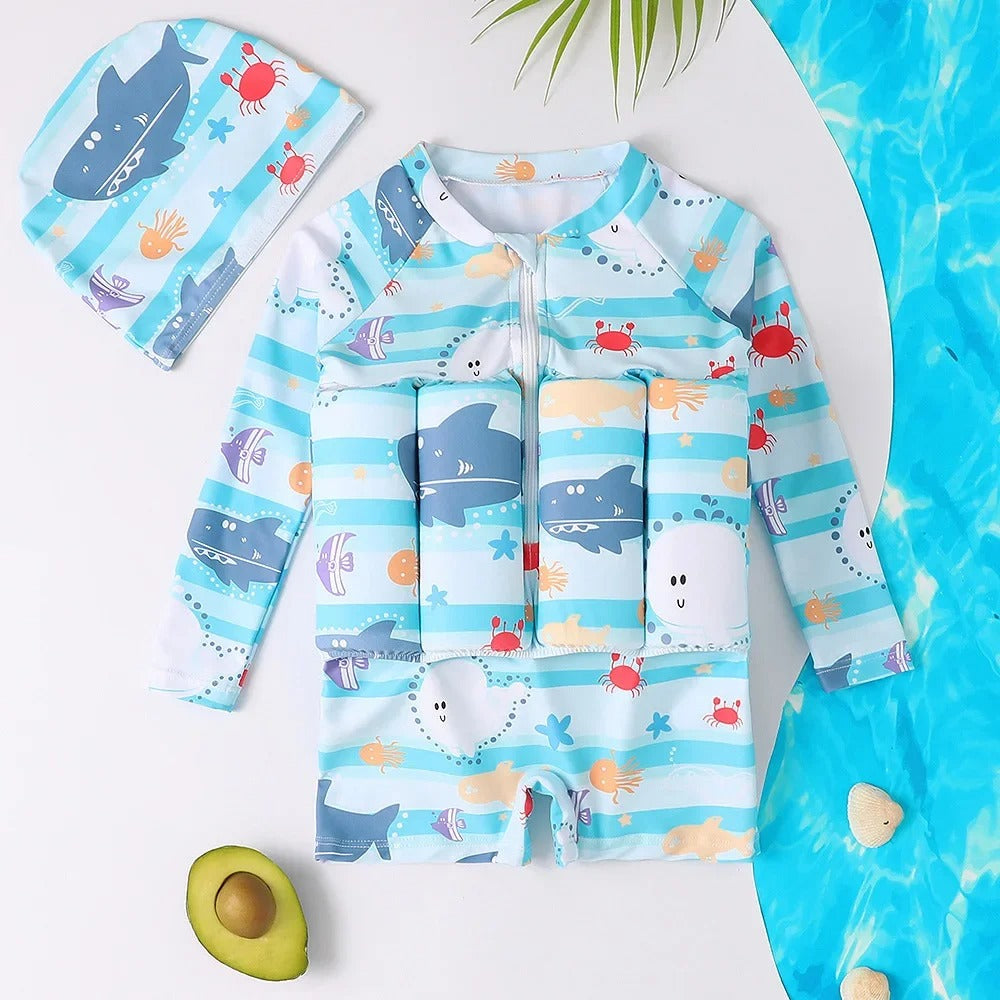 NageSûre™ - Maillot de bain flottant sécurisé & bonnet