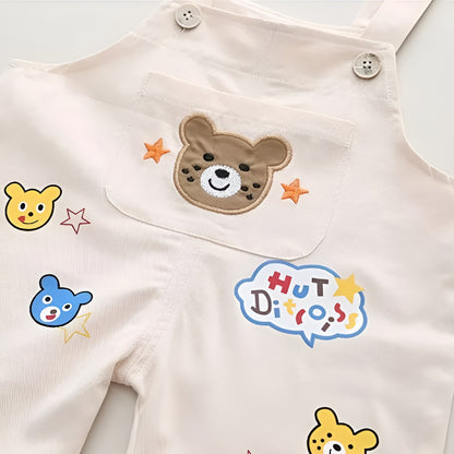 Ensemble enfant t-shirt rayé + salopette coton style cartoon