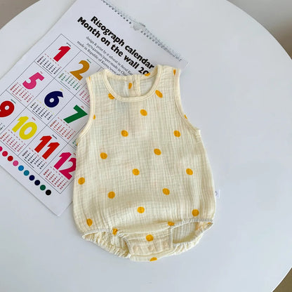 Body bébé sans manches gaze de coton à motifs