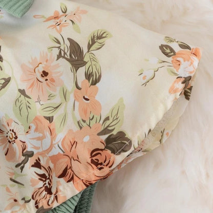 Body bébé manches courtes coton style robe fleurie avec nœud