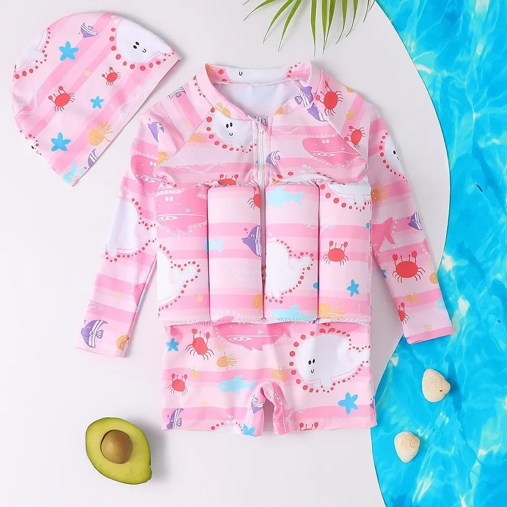NageSûre™ - Maillot de bain flottant sécurisé & bonnet