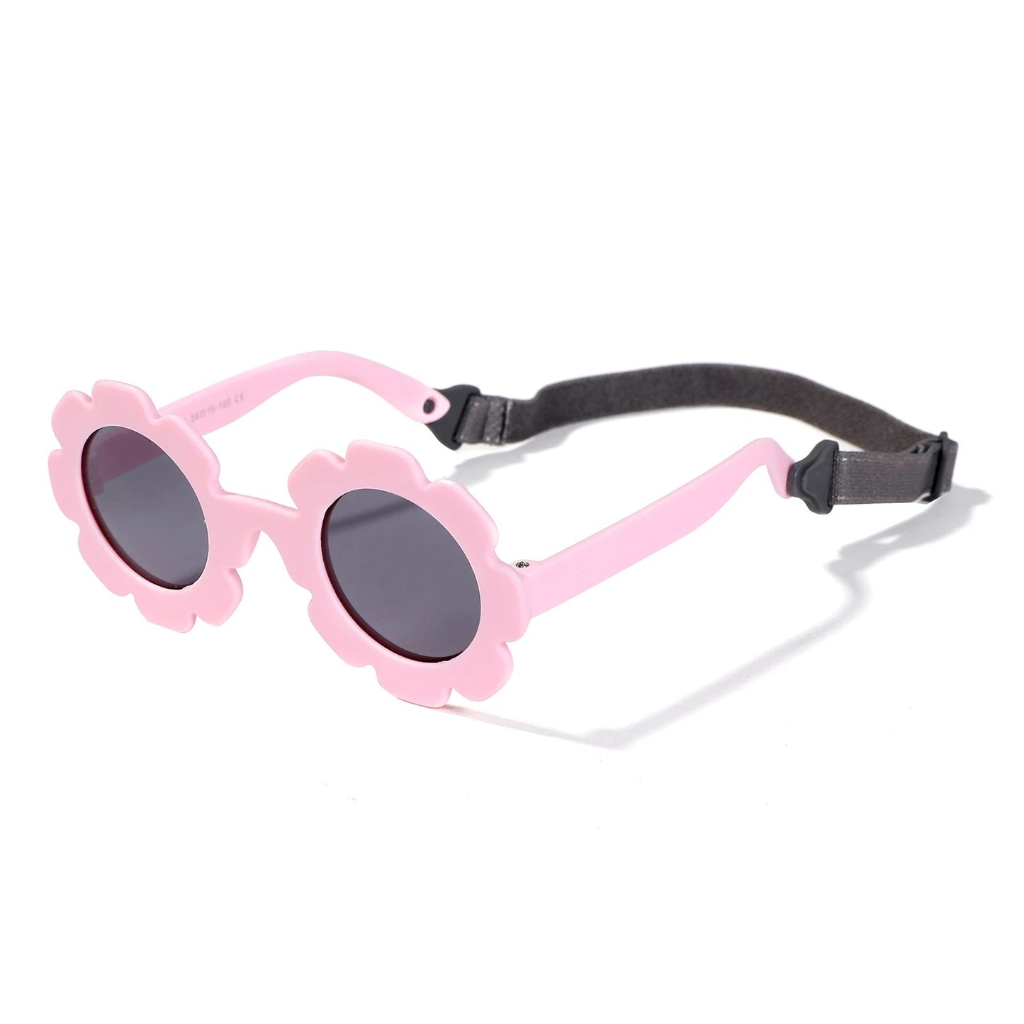 Lunettes de soleil bébé fleur - Polarisées, souples & avec sangle (0-3 ans)