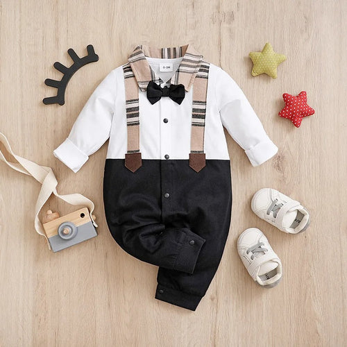 Barboteuse bébé manches longues coton style costume chic