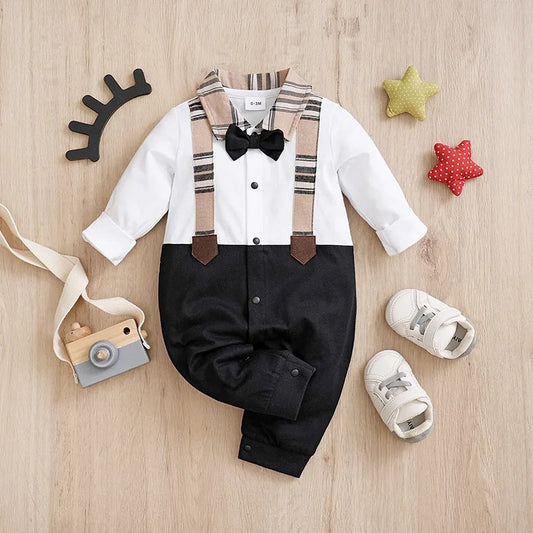 Barboteuse bébé manches longues coton style costume chic