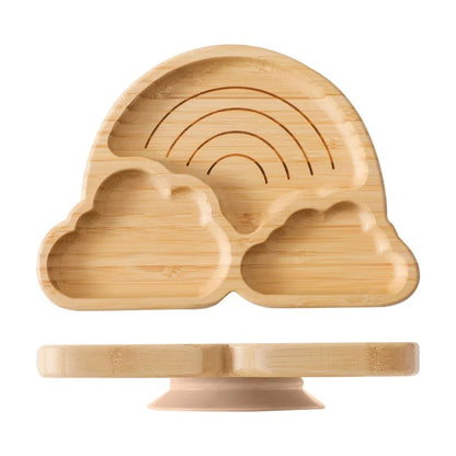 Assiette bambou avec ventouse - arc-en-ciel