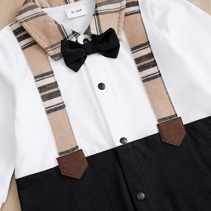 Barboteuse bébé manches longues coton style costume chic