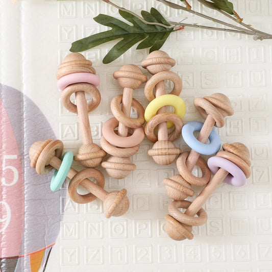 LudiBois™ - Hochet sensoriel en bois et silicone