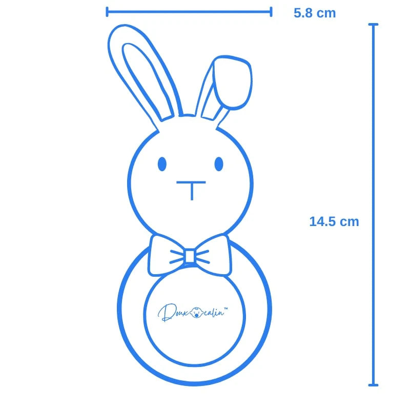 Lapin - Hochet en tricot avec anneau en bois