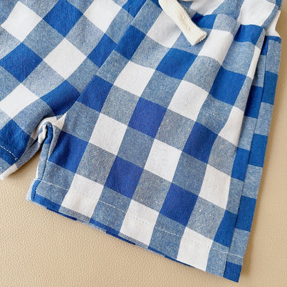Ensemble bébé t-shirt blanc motif citron + short coton à carreaux
