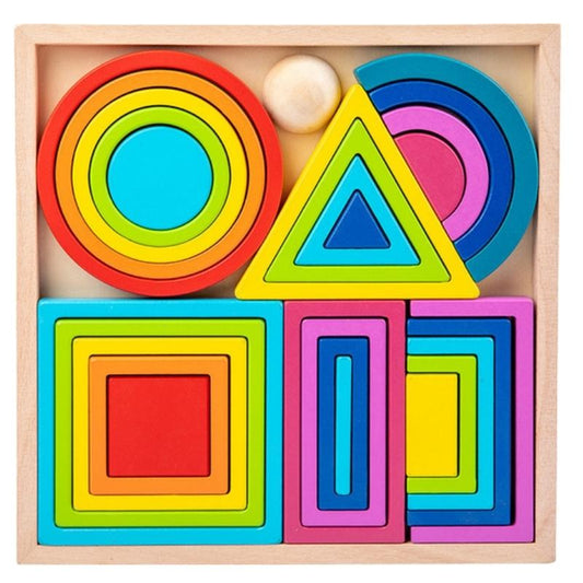 Coffret blocs de construction en bois - Apprentissage Montessori